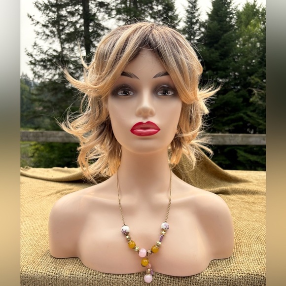 Beautiful Beaded Statement Necklace - Pink, Yellow, Purple, Gold - Picture 2 of 7